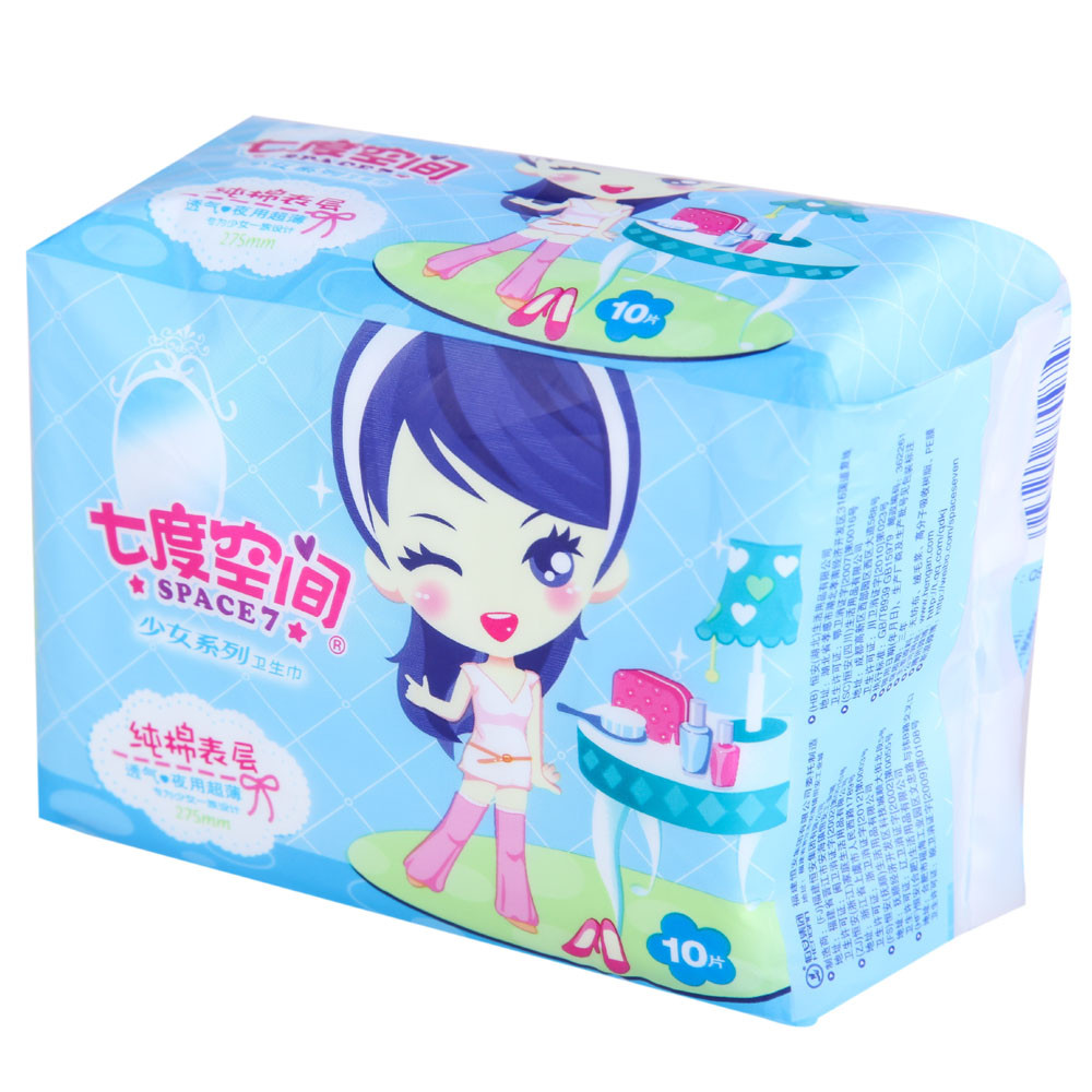 七度空间夜用超薄棉10片卫生巾